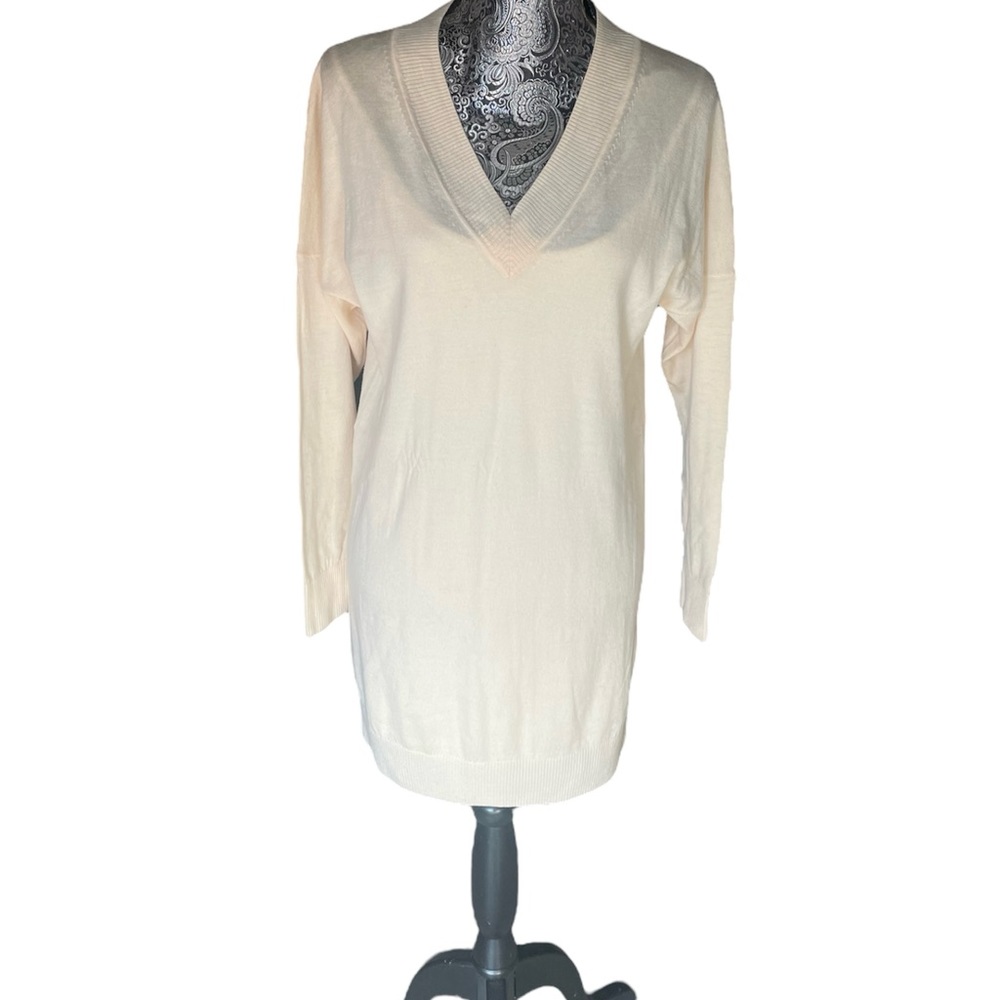 Armani‎ Exchange women’s v-neck wool ivory tunic sweater small